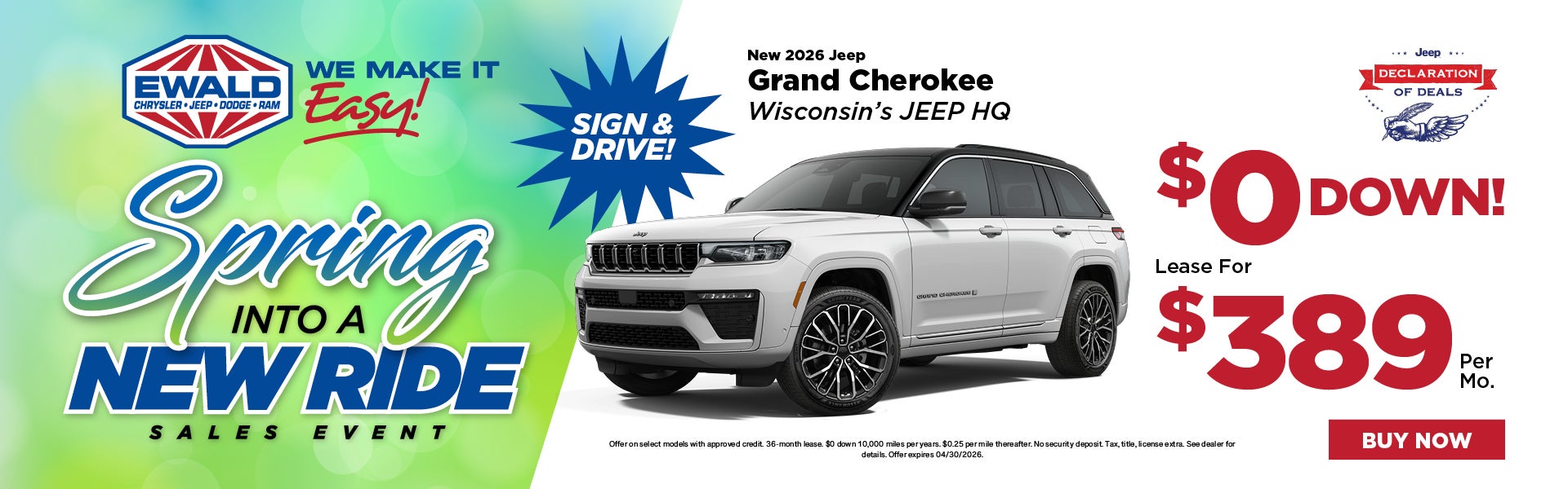 2026 Jeep Grand Cherokee $0 Down, Lease for $389 (1)