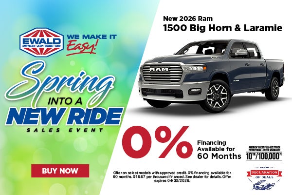 2026 Ram 1500 Big Horn & Laramie 0% APR for 60 Mo
