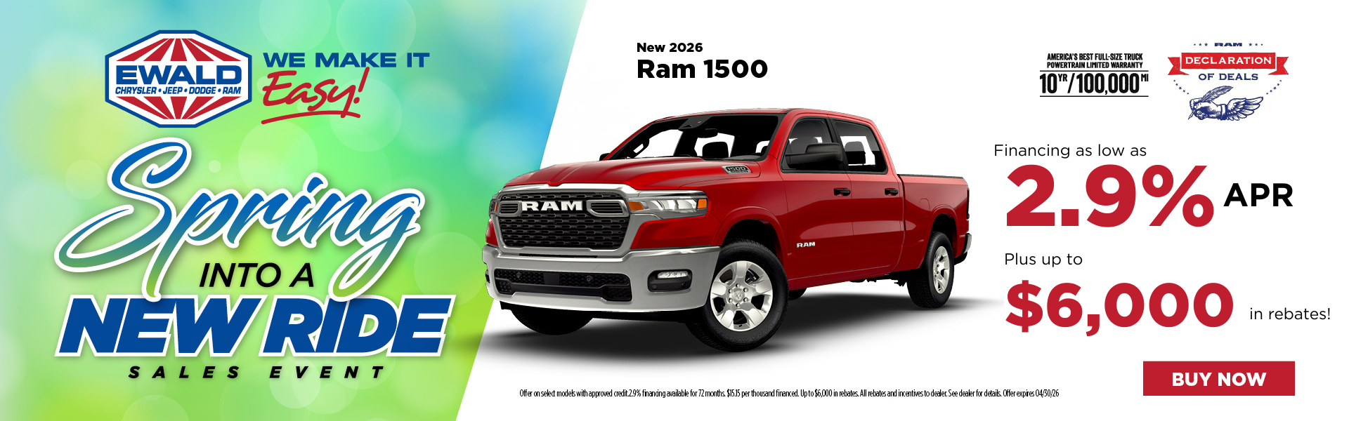 2026 Ram 1500 2.9% APR Plus $6,000 in Rebates