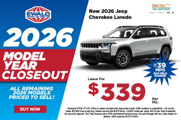 2026 Jeep Cherokee Laredo Lease $339