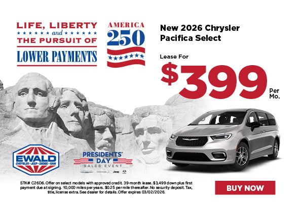 2026 Chrysler Pacifica Select lease for $399