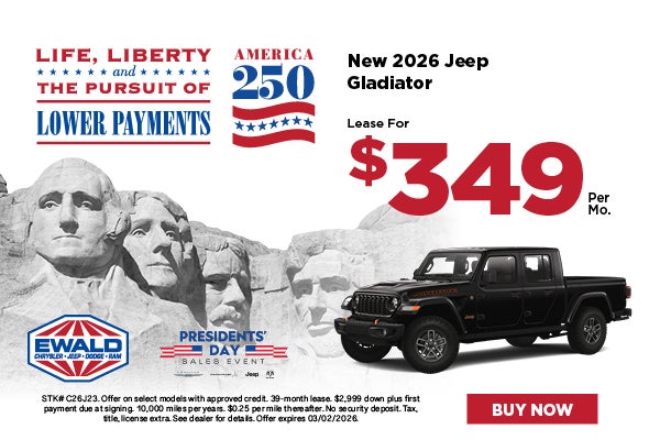 2026 Jeep Gladiator Lease for $349