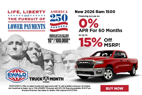 2026 Ram 1500 0% APR or 15% off MSRP 
