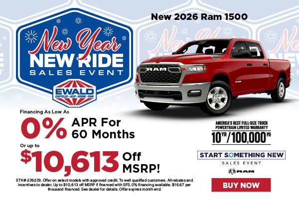 2026 Ram 1500 0% APR for 60 Mo. or up to $10,613 off MSRP