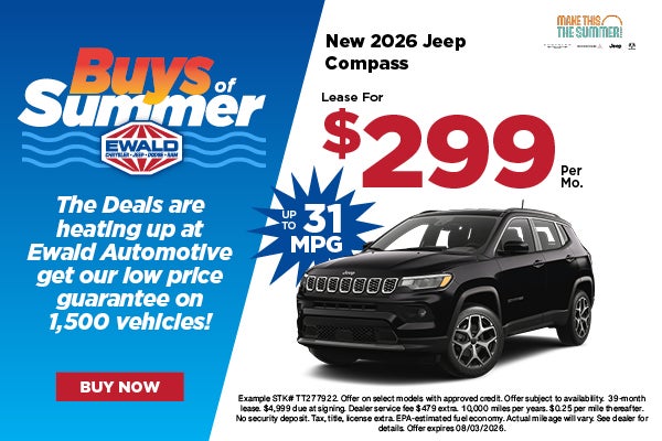 2026 Jeep Compass lease for $299 per mo 