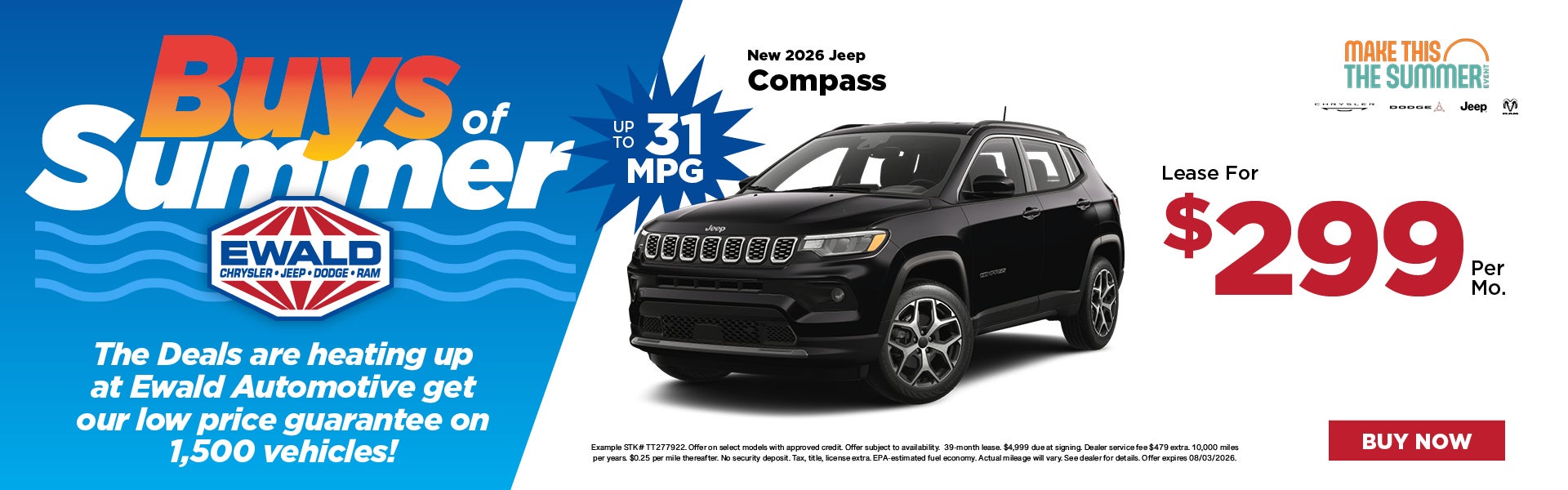 2026 Jeep Compass lease for $299 per mo 