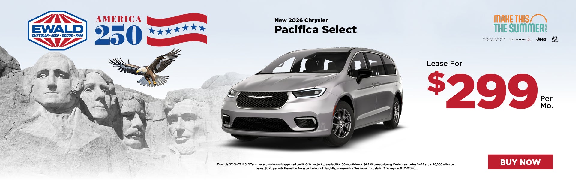 2026 Chrysler Pacifica Select Lease for $299