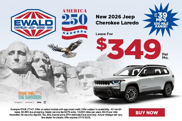 2026 Jeep Cherokee Laredo Lease for $349 