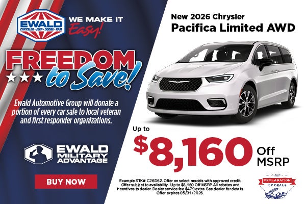 2026 Chrysler Pacifica Limited AWD up to $8,160 off MSRP