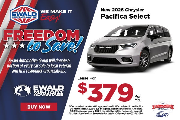 2026 Chrysler Pacifica Select Lease $379 per mo. 