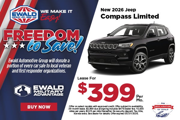 2026 Jeep Compass Limited Lease $399 per mo. 