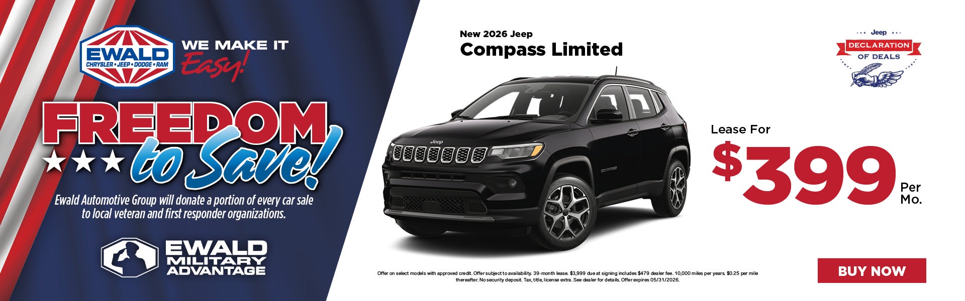 2026 Jeep Compass Limited Lease $399 per mo. 