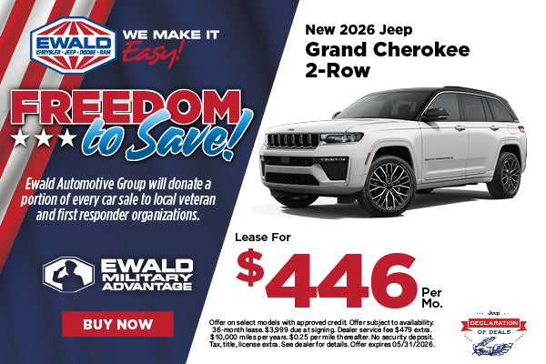 2026 Jeep Grand Cherokee 2-row Lease for $446 per mo