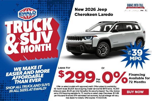 2026 Jeep Cherokee Lease $299 or 0% APR