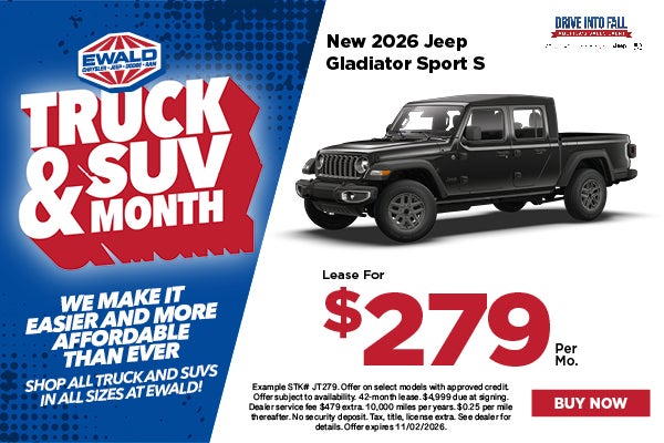 2026 Jeep Gladiator Sport S Lease $279 