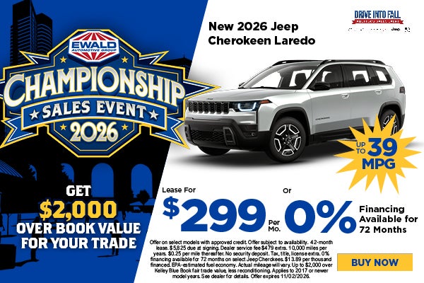 2026 Jeep Cherokee Lease $299 or 0% APR
