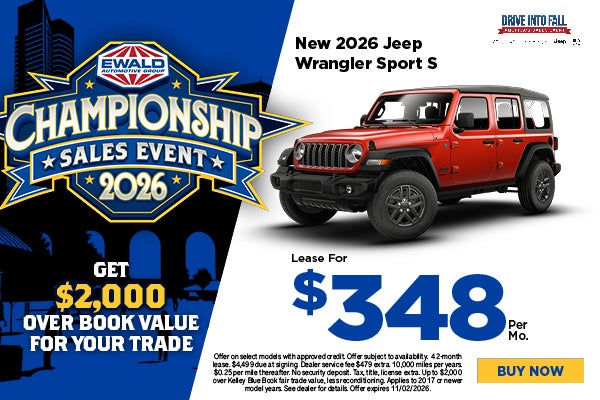 2026 Jeep Wrangler Sport S Lease for $348