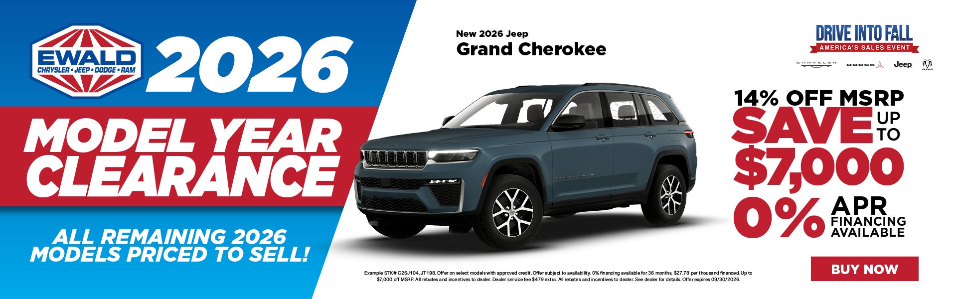 2026 Jeep Grand Cherokee 14% off MSRP or 0% APR