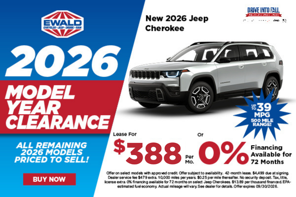2026 Jeep Cherokee Lease $288 or 0% APR 